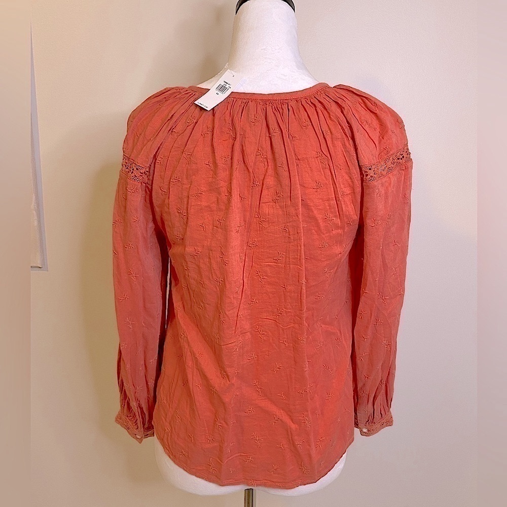 NWT Old Navy Embroidered BoHo Peasant Blouse Apricot Size X-Small - Picture 4 of 10
